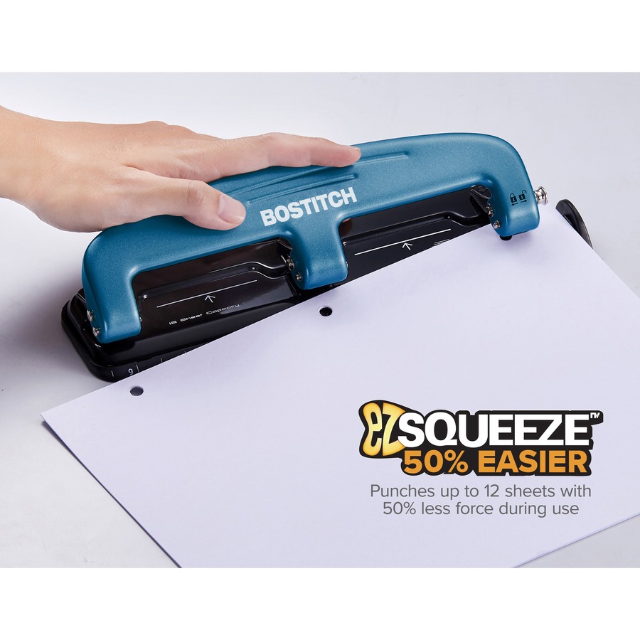 Bostitch 12-Sheet Electric Three-Hole Punch Black