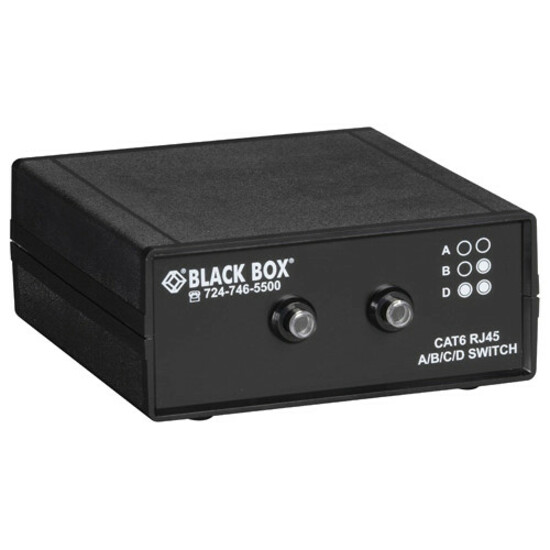 Black Box 3-to-1 CAT6 10-GbE Manual Switch (ABCD) - 6.1" Width x 6.5" Depth x 2.8" Height