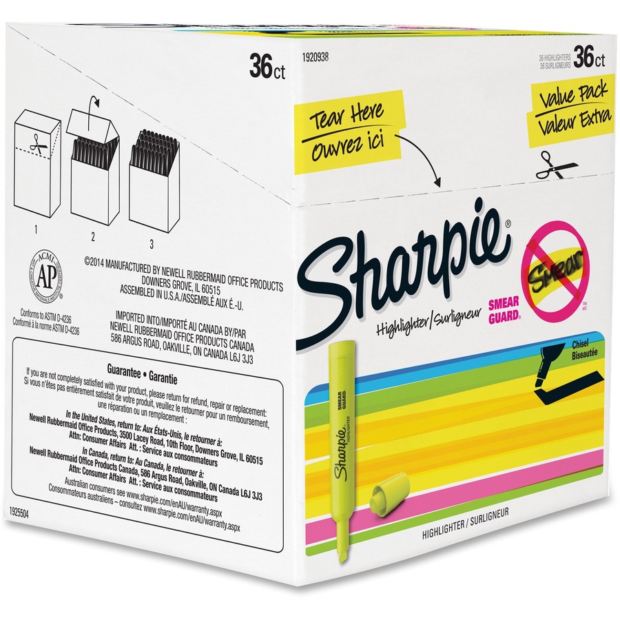 Sharpie Pocket Highlighters - Office Pack, Chisel Tip, Yellow, 36 per pack  - Sam's Club