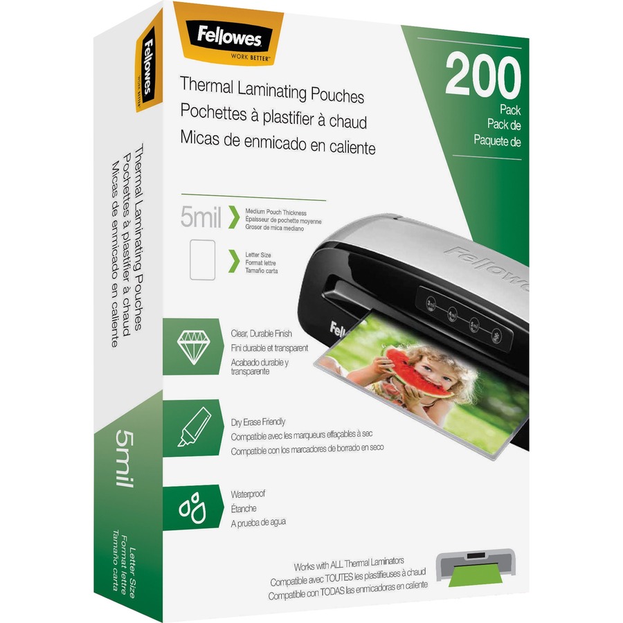 Fellowes Letter Size Thermal Laminating Pouches Laminating Supplies Fellowes Inc 