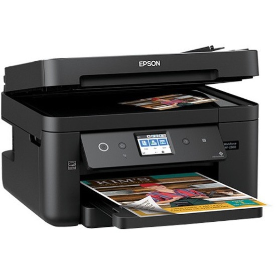 Epson WorkForce WF-2860 Wireless Inkjet Multifunction Printer-Color-Copier/Fax/Scanner-4800x1200 Print-Automatic Duplex Print-5000 Pages Monthly-150 sheets Input-Color Scanner-2400 Optical Scan-Color Fax- Ethernet-Wireless LAN-Apple AirPrint