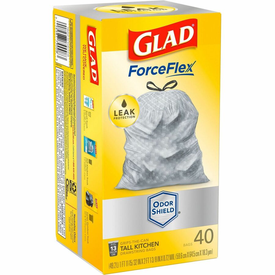 Glad ForceFlex Large Trash Bags, 30 Gallon, 40 Bags (Unscented