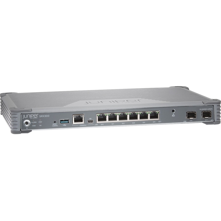 Juniper SRX300 Router - 6 Ports - Management Port - 2 - Gigabit Ethernet - Desktop - 1 Year