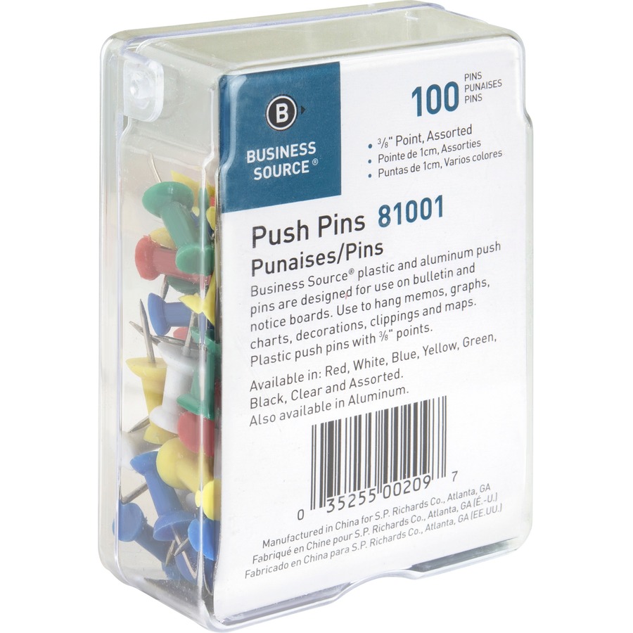 Sparco 1/2 Head Push Pins Assorted 100/bx