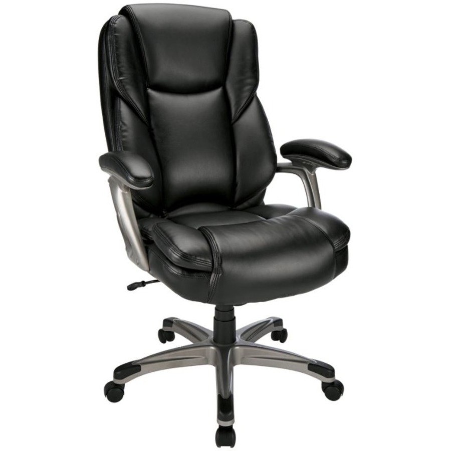Realspace Cressfield Leather High-Back Chair, Black | Sandia Office Supply