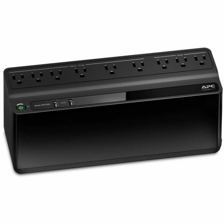 APC Back-UPS 850VA, 120V, 2 USB charging ports, 9 NEMA outlets (3 surge)