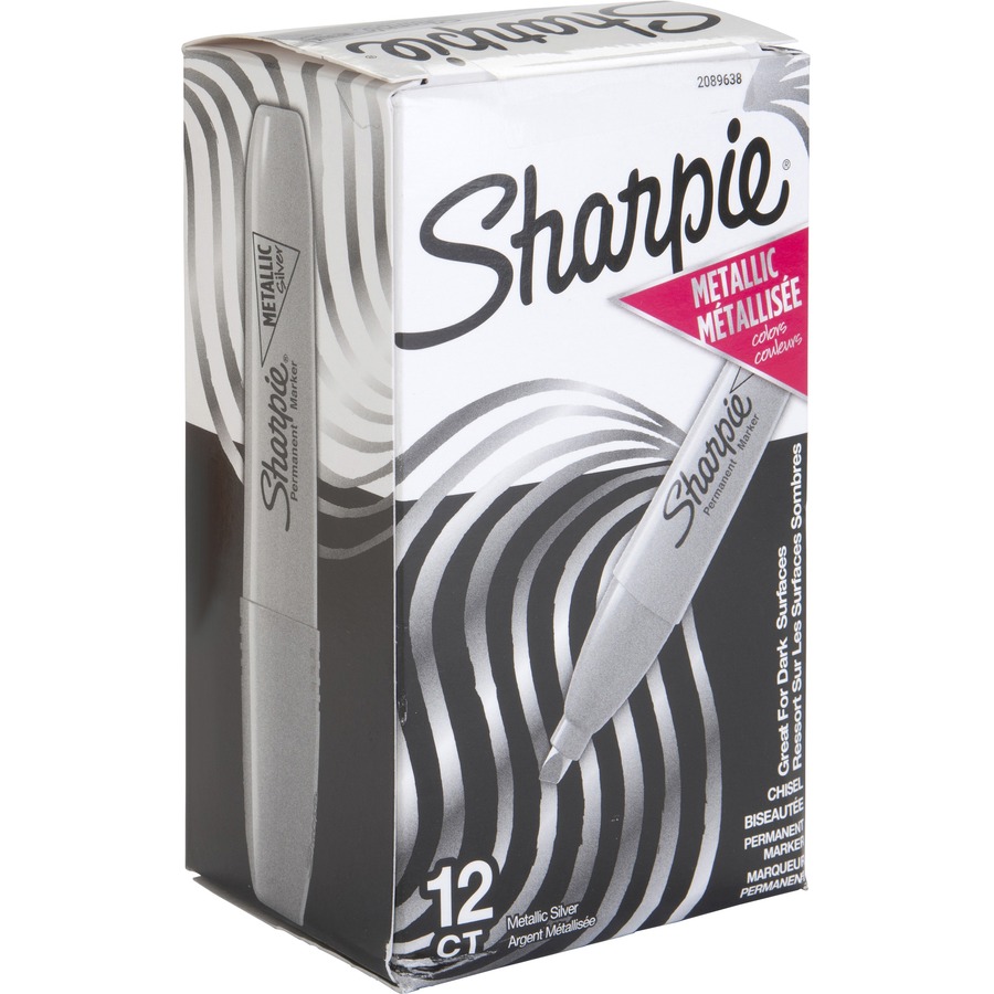 Sharpie Metallic Permanent Markers - Fine Marker Point - Metallic Silver  Liquid Ink - Gray Barrel - 36 Box