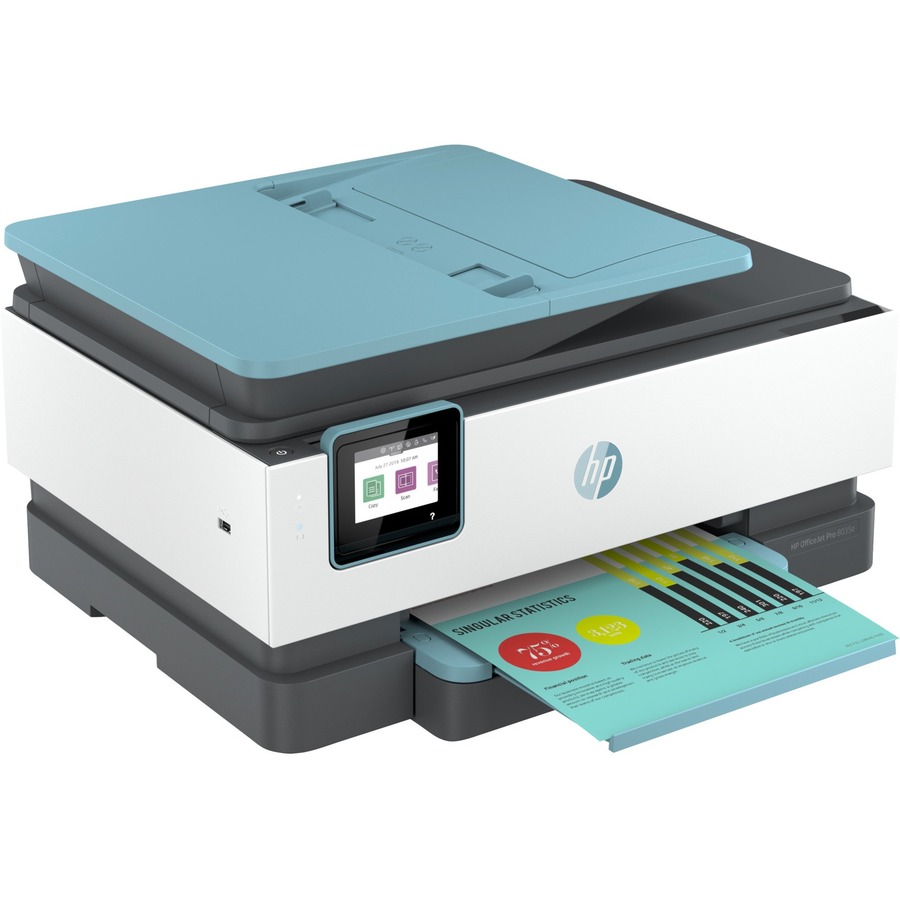 HP Officejet Pro 8035e Inkjet Multifunction Printer-Color-Oasis-Copier/Fax/Scanner-29 ppm Mono/25 ppm Color Print-4800x1200 dpi Print-Automatic Duplex Print-20000 Pages-225 sheets Input-Color Flatbed Scanner-1200 dpi Optical Scan-Wireless LAN