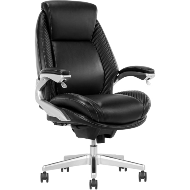 Serta® i6000 Ergonomic Bonded Leather HighBack Executive Chair, Black/Silver Office