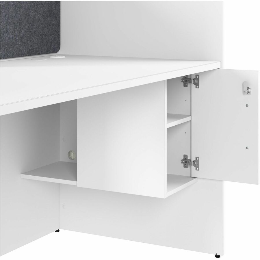 Picture of Hustle Large Storage Cabinet, 48H x 59W x 30D, White Melamine, 1 Adj Shelf, Grommet w/AC & USB, EA