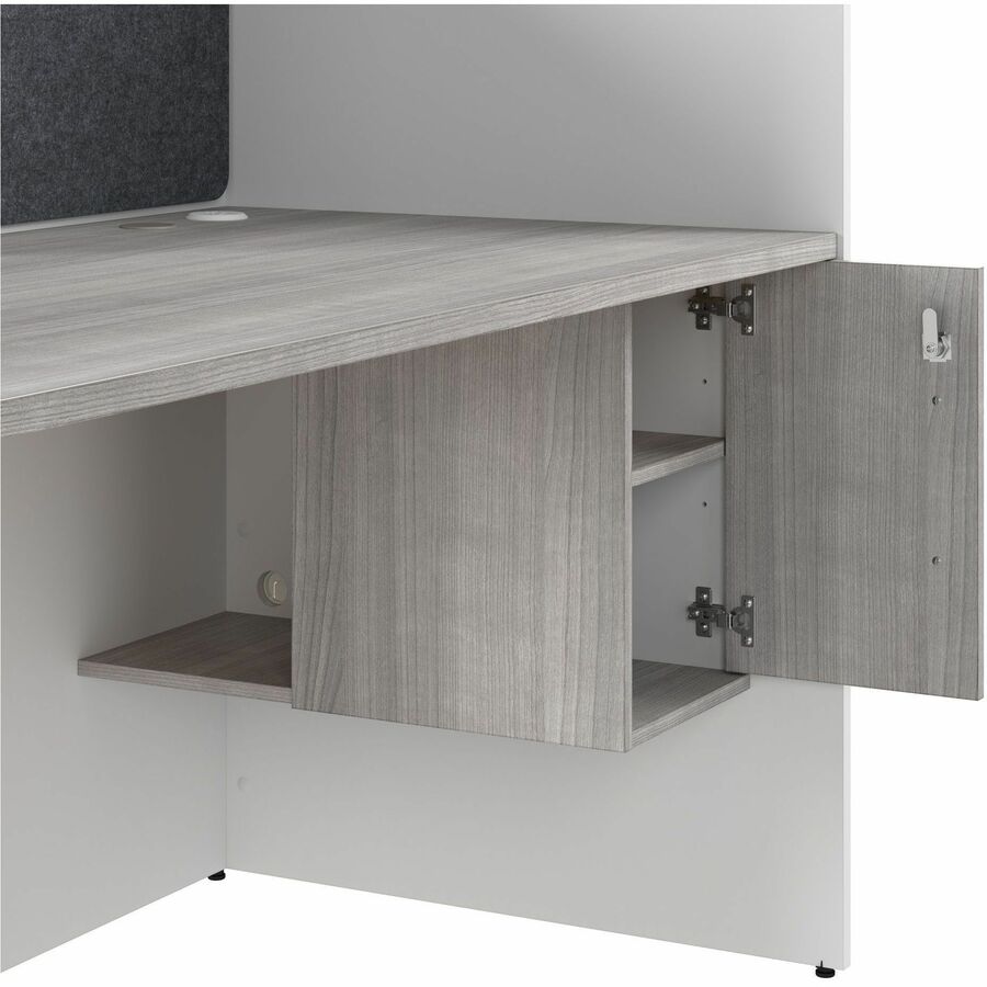 Picture of Hustle Large Storage Cabinet, 48H x 59W x 30D, White/Platinum Gray Melamine, 1 Adj Shelf, Grommet w/AC & USB, EA