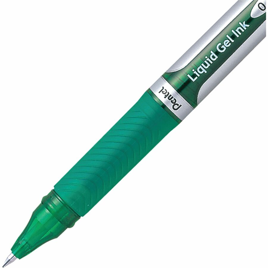 Pentel EnerGel Liquid Gel Pen, (0.7mm) Metal Tip, Capped, Green Ink