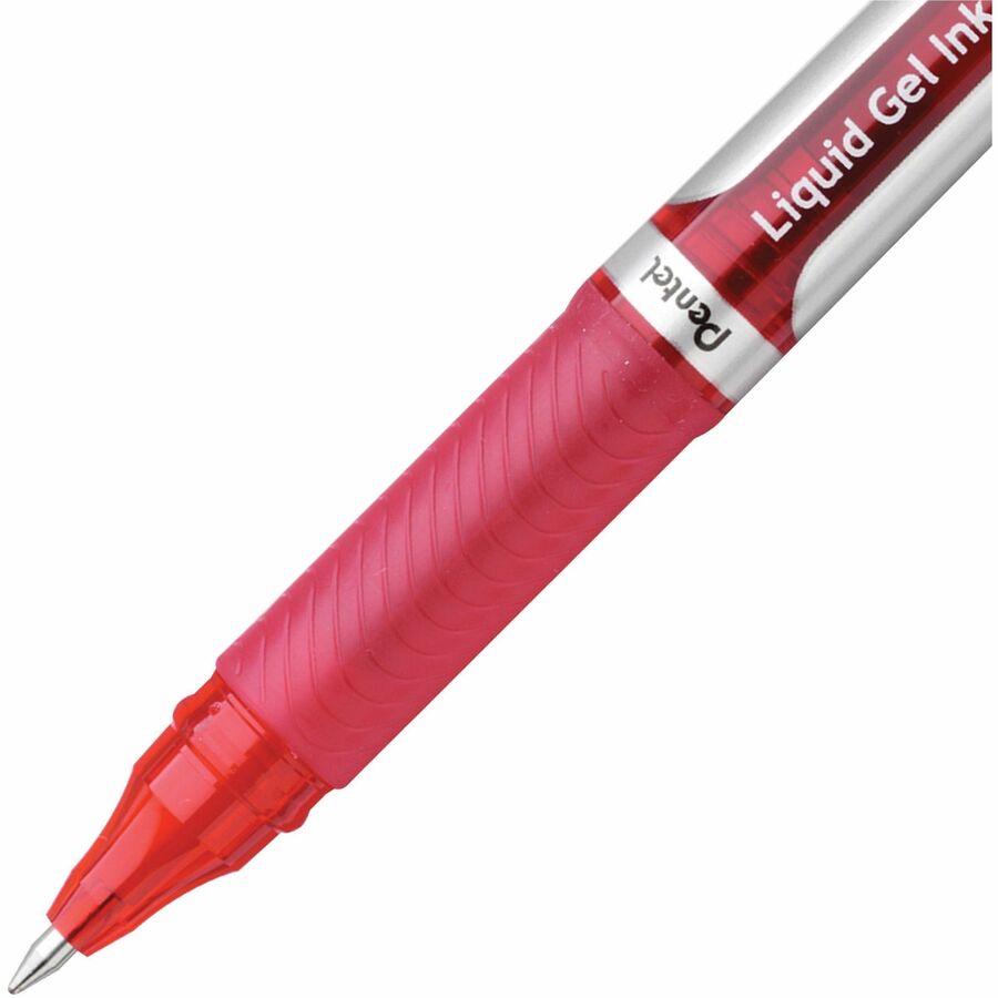 Pentel EnerGel Liquid Gel Pen, (0.7mm) Metal Tip, Capped, Red Ink