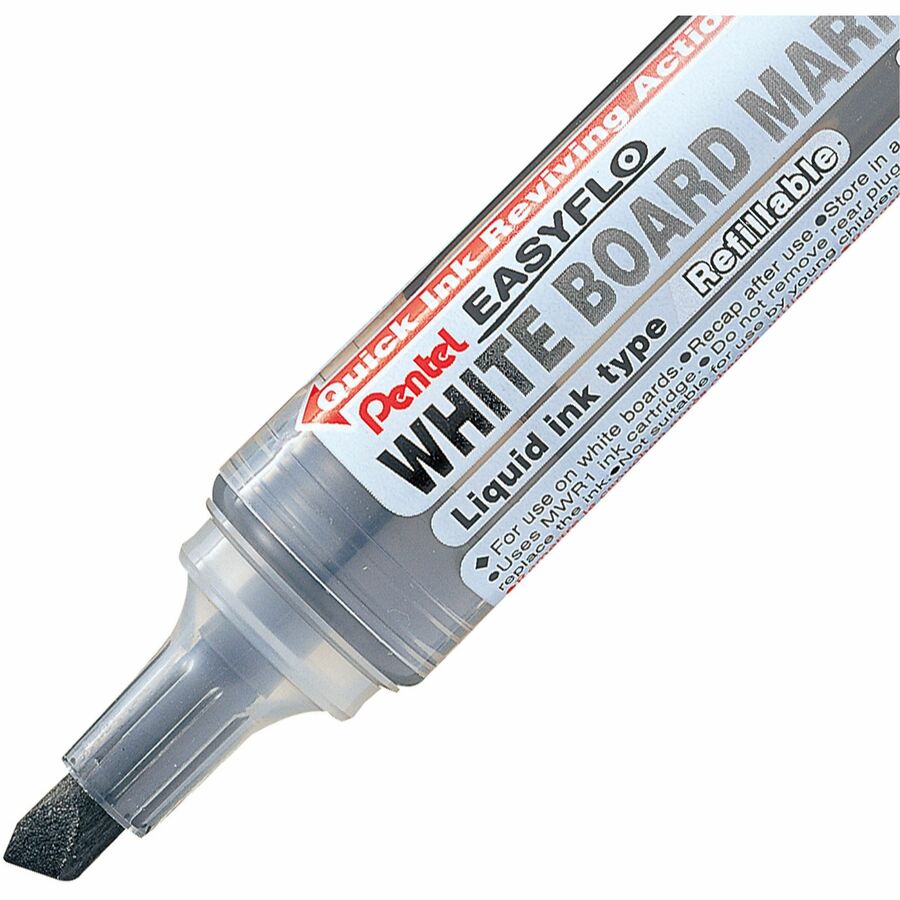 Pentel Easyflo White Board Marker, Chisel Tip (1.3/5.2mm), Black Ink