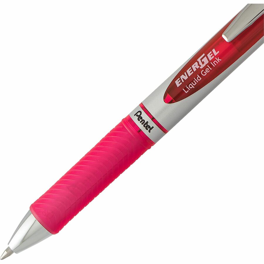 Pentel EnerGel Retractable Gel Roller, (0.7mm) Metal Tip, Pink Ink