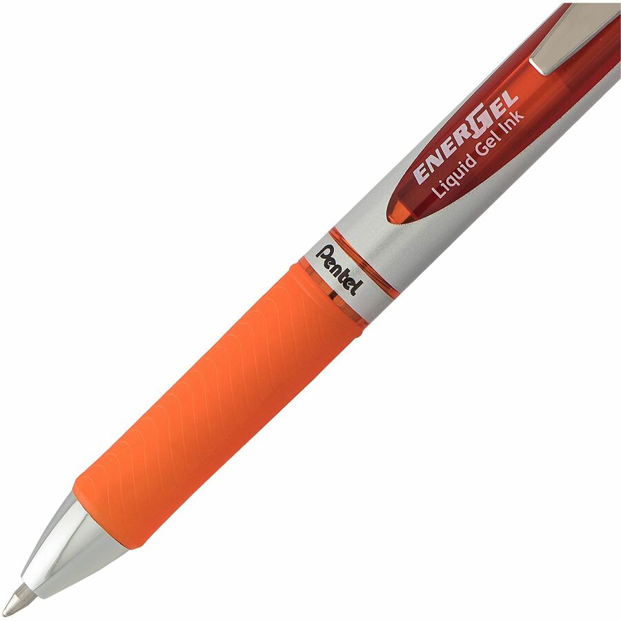 Pentel EnerGel Retractable Gel Roller, (0.7mm) Metal Tip, Orange Ink