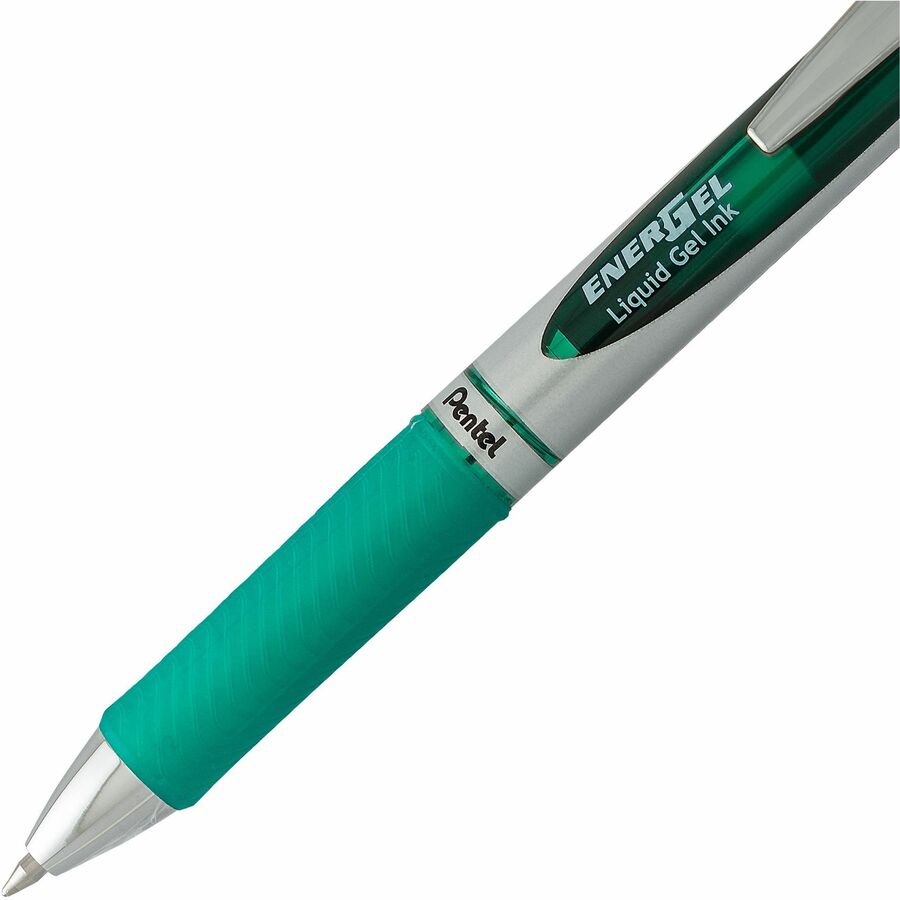 Pentel EnerGel Retractable Gel Roller, (0.7mm) Metal Tip, Green Ink
