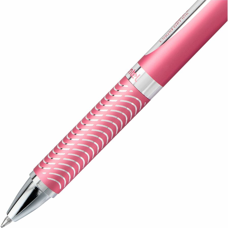 Pentel EnerGel Alloy Retractable Premium Liquid Gel Pen, (0.7mm) Metal Tip, Pink Barrel, Black Ink