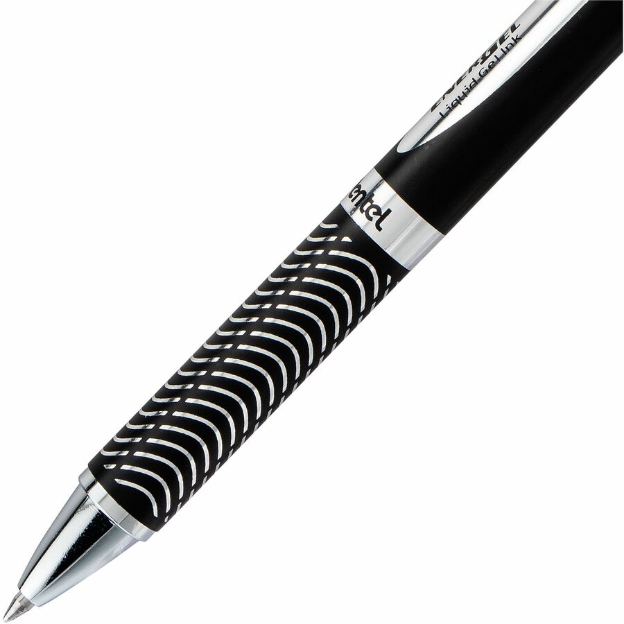 Pentel EnerGel Alloy Retractable Liquid Gel Pen, (0.7mm) Metal Tip, Black Barrel, Black Ink