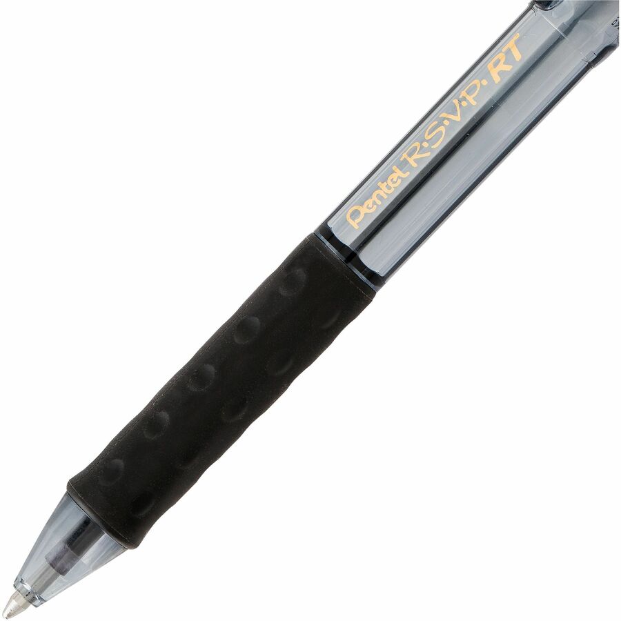 Pentel R.S.V.P. RT Colours Retractable Ballpoint Pen, (1.0mm), Black Barrel, Black Ink