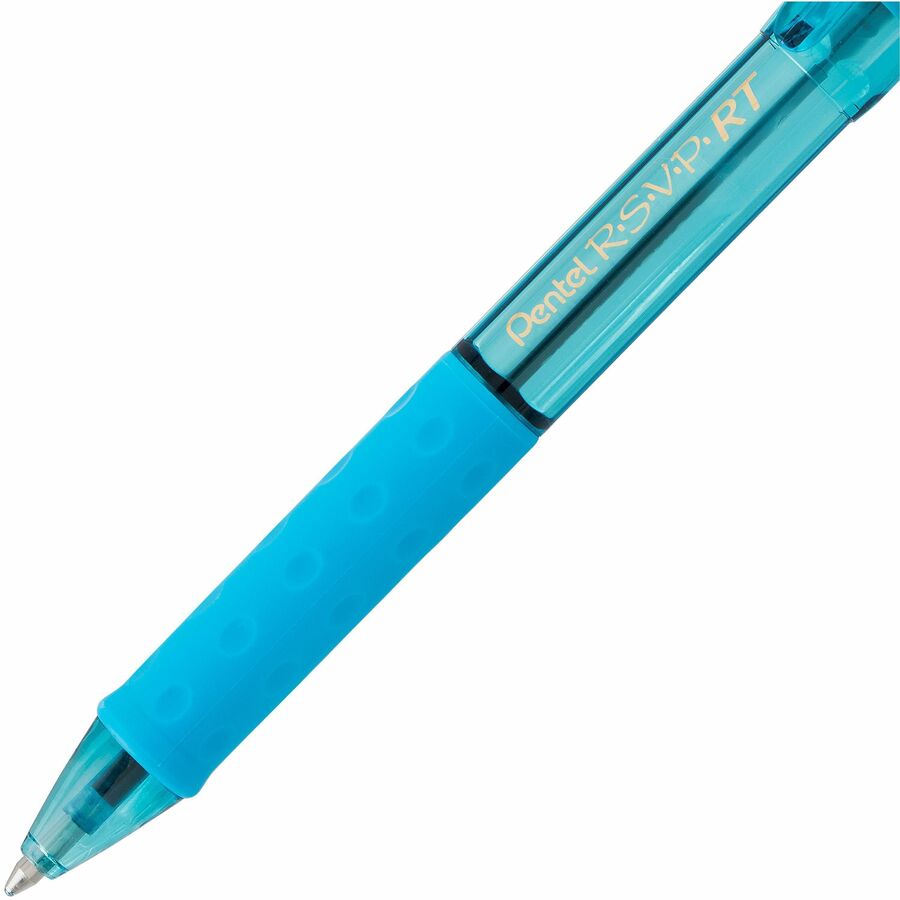 Pentel R.S.V.P. RT Colours Retractable Ballpoint Pen, (1.0mm), Sky Blue Barrel, Sky Blue Ink