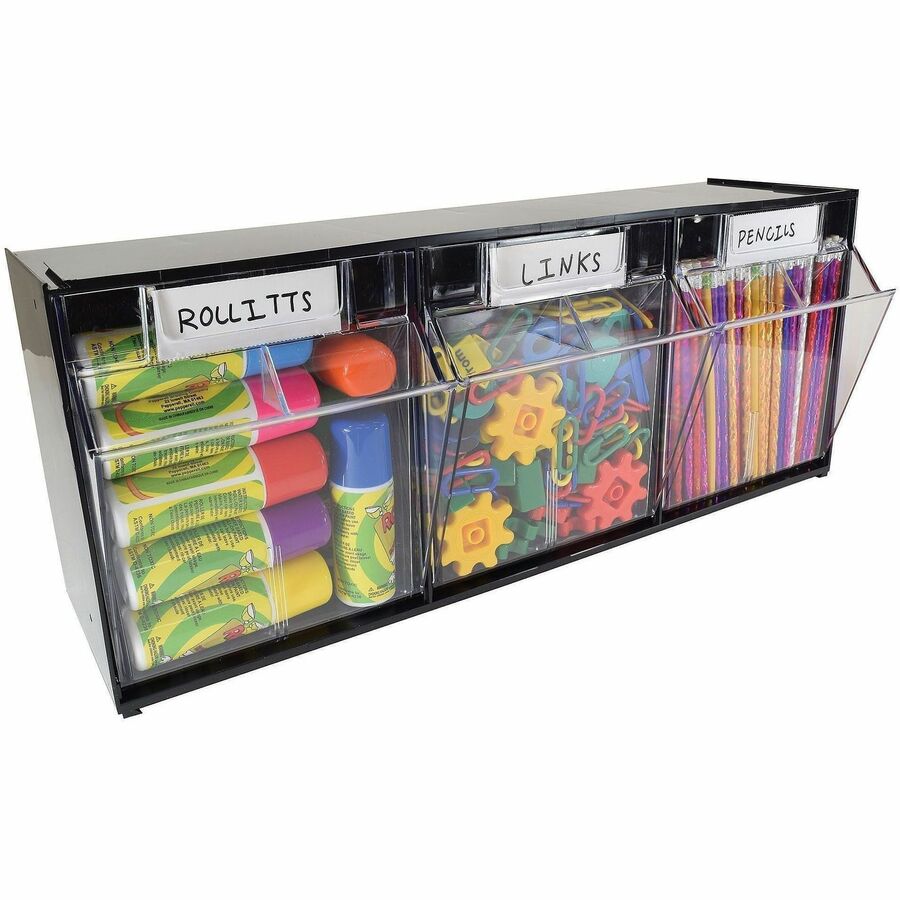 Picture of Modular Tilt Bin Storage System, 3 pockets, interlockable, counter desktop, 1 EA