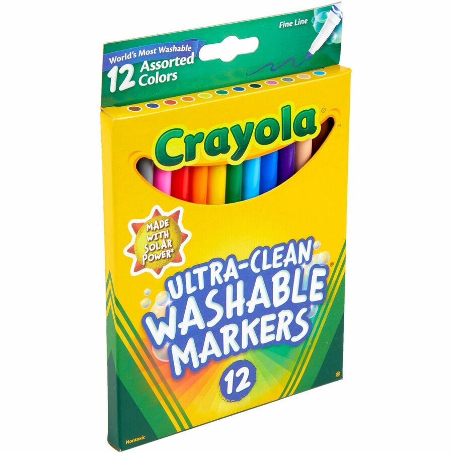 Crayola Thinline Washable Markers - Fine Marker Point - Black, Blue, Blue  Lagoon, Brown, Gray, Green, Orange, Pink, Red, Sandy Tan, Violet,  Water  Based Ink - 12 / Set - Bluebird Office Supplies