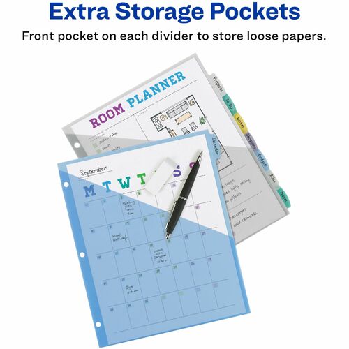 Avery Write & Erase Durable Plastic Dividers with Pockets, 8-Tab Set ...