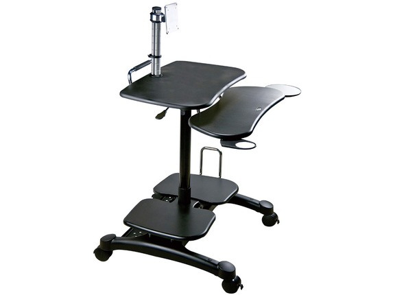 Image for Aidata Sit and Stand Mobile LCD Workstation with Monitor Mount - 53" Height x 25" Width x 28" Length - Black - ABS Plastic from HP2BFED