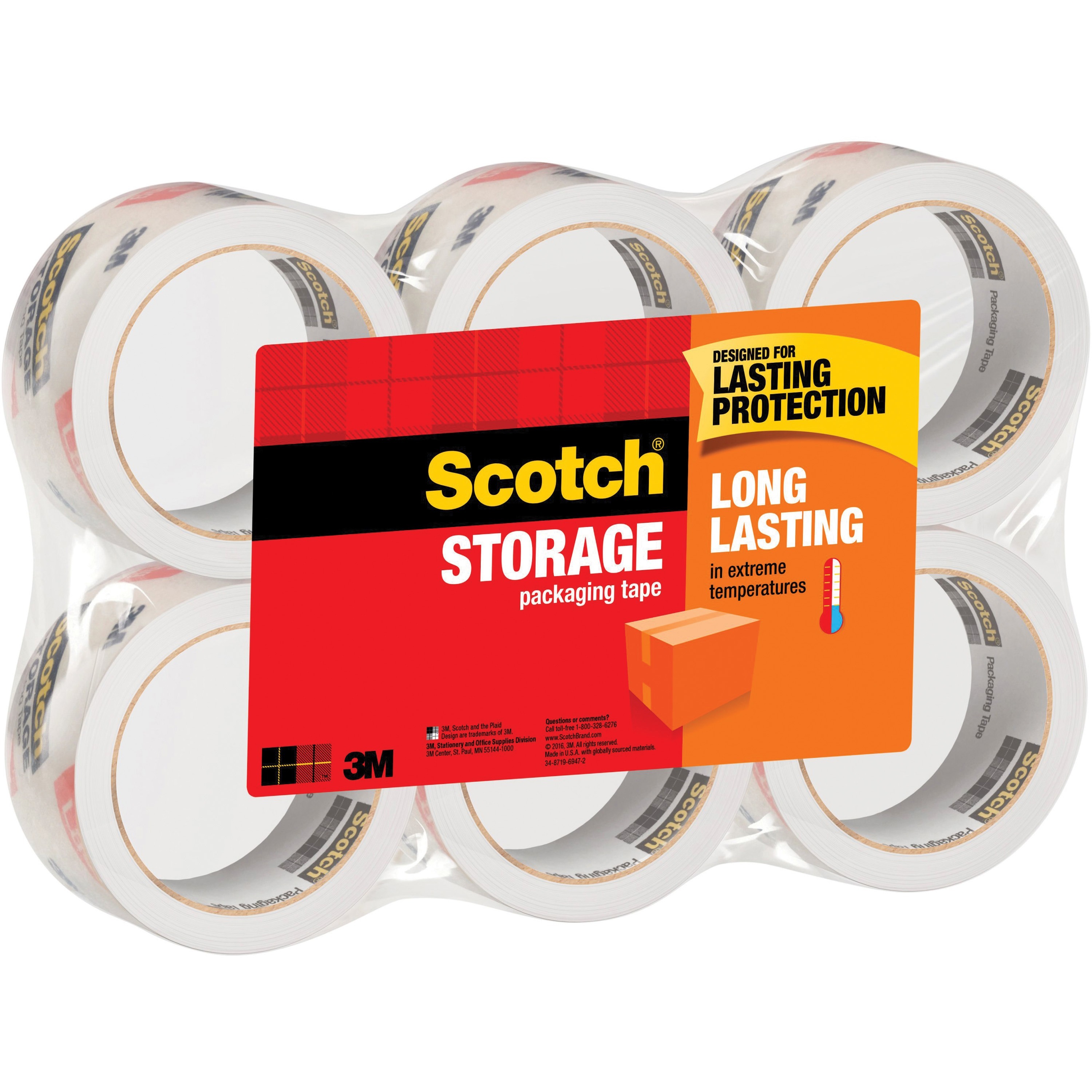MMM36506 Scotch® Storage Tape, 3" Core, 1.88" X 54.6 Yds, Clear, 6/Pack