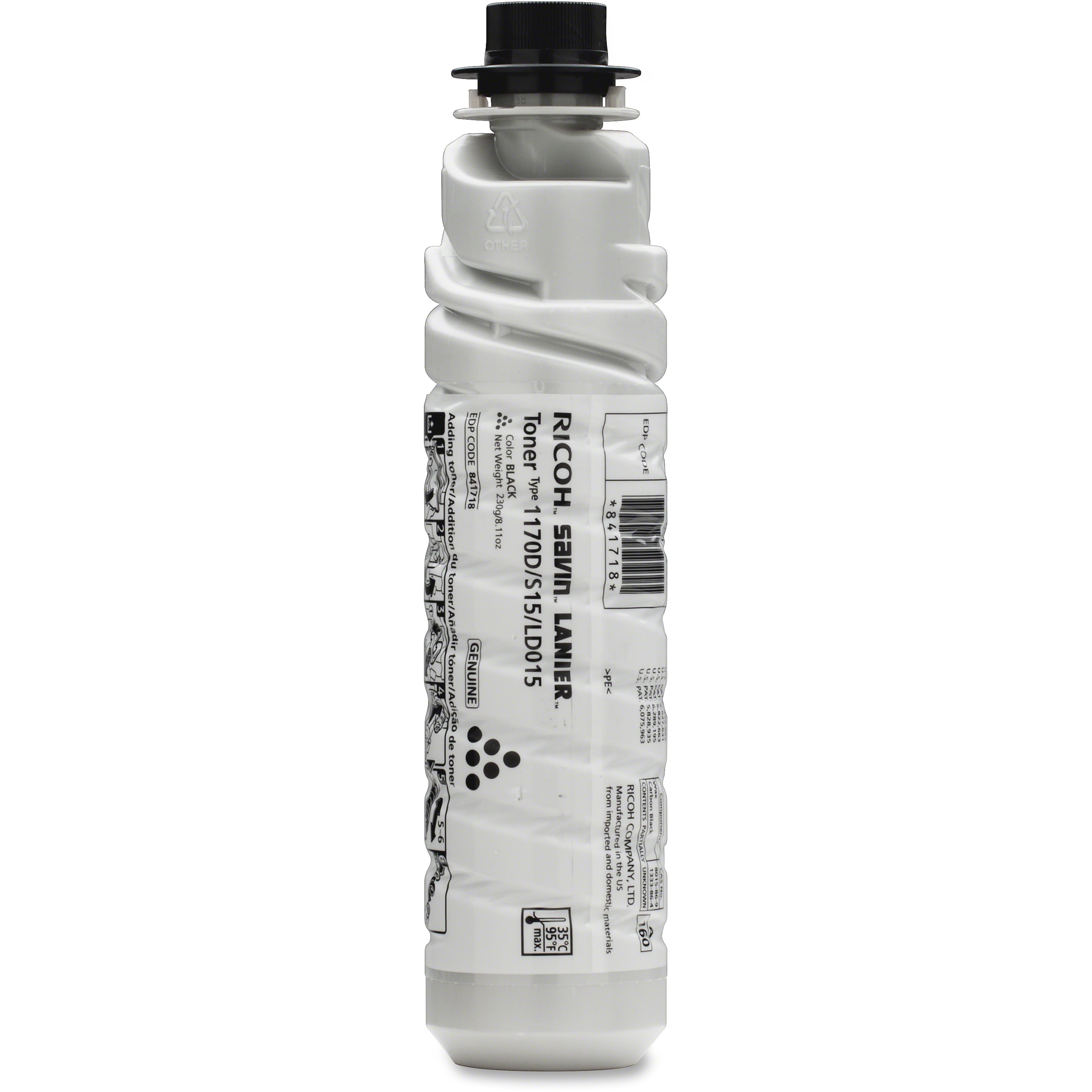 Ricoh 885531 Type 1170D black toner cartridge for Ricoh 1515 and MP161 copiers — right view