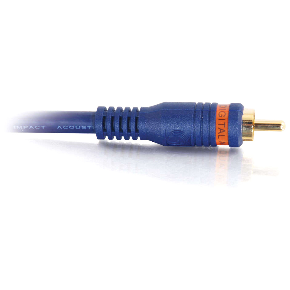 C2G 6 ft blue coaxial digital audio cable with RCA male connectors — right view