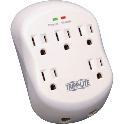 Eaton SK5TEL-0 wallmount surge protector with 5 outlets and RJ11 phone line protection — right view