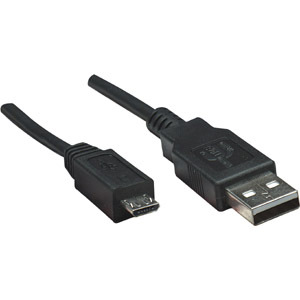 6 ft Manhattan USB 2.0 cable with USB Type A male to Micro USB 2.0 Type B male connectors — right view