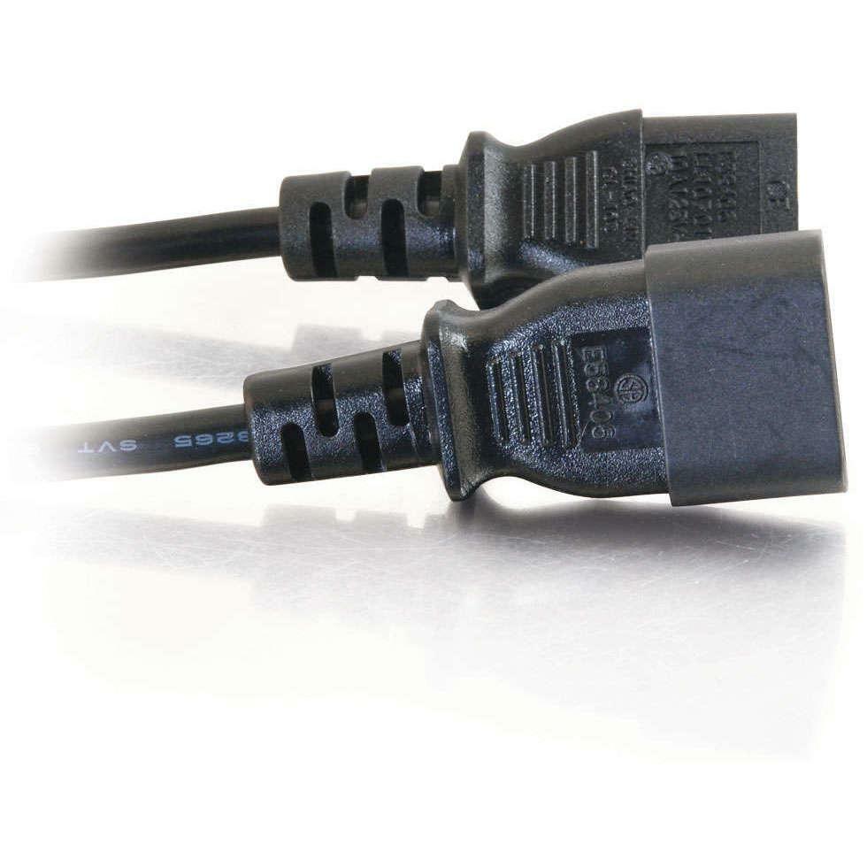 2 ft black C13 to C14 power extension cord for compact IT installations — right view