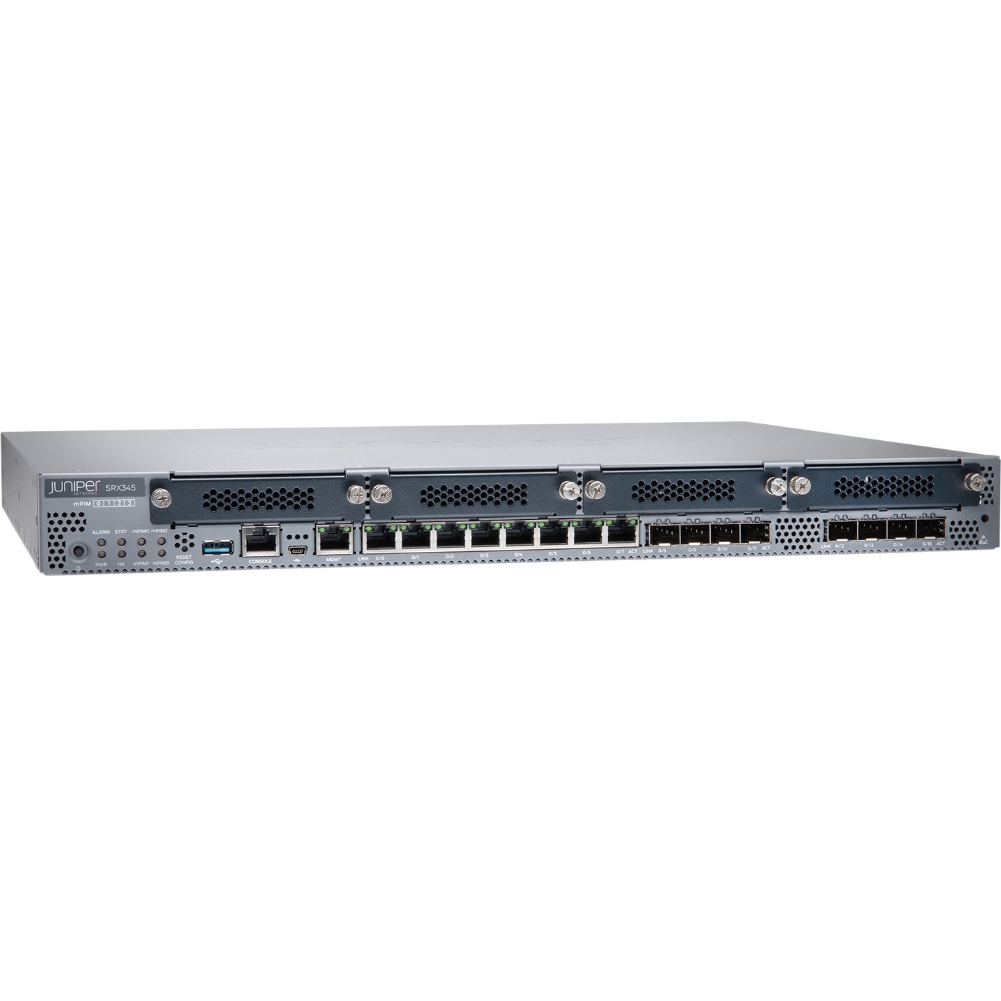 Juniper SRX345 Junos software base for 1U branch router with Gigabit Ethernet support — right view
