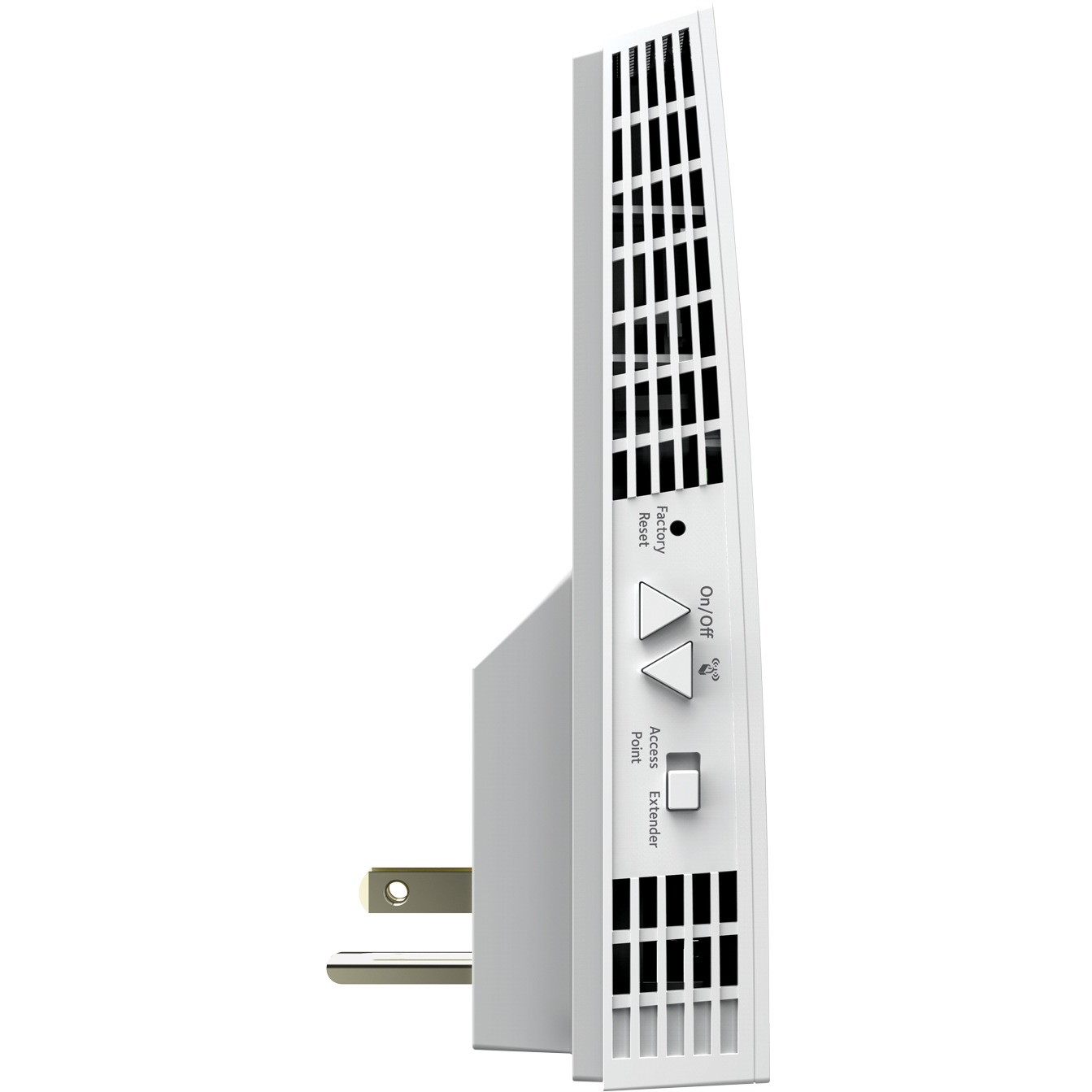Netgear EX6400 AC1900 WiFi range extender with plug-in wall design and Gigabit Ethernet port — right view
