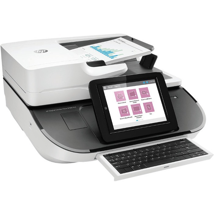 HP Digital Sender Flow 8500 Fn2 enterprise sheetfed scanner with 100-sheet ADF — right view