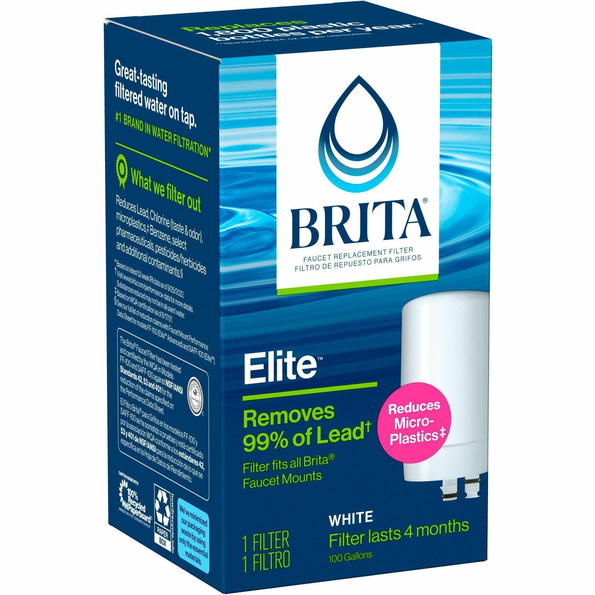 Brita Tap Water System Faucet Filter Change Reminder BPA Free Basic White