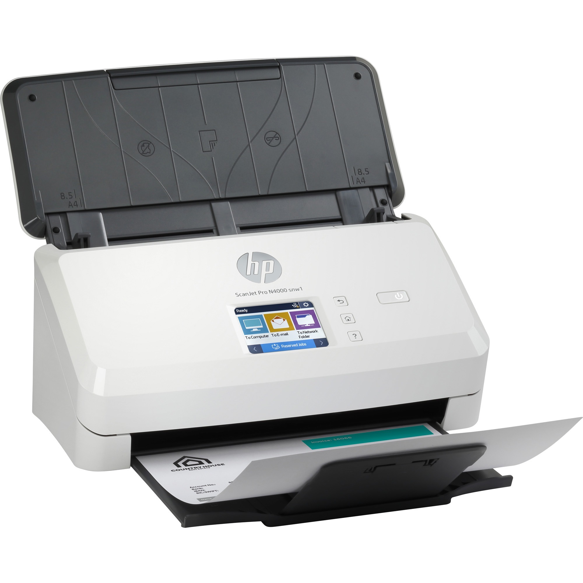 HP ScanJet Pro N4000 snw1 sheetfed document scanner with 50-sheet ADF and duplex scanning — right view