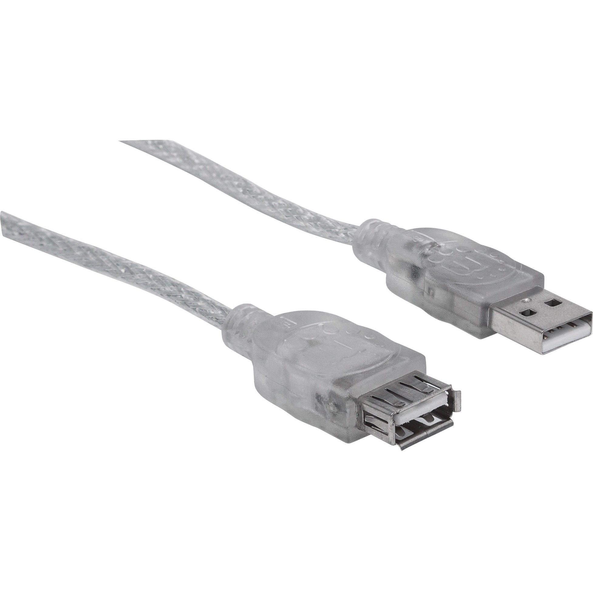 Manhattan 15 ft USB extension cable with USB Type A male to female connectors, black — right view