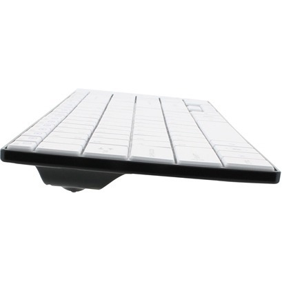 WASHABLE SMALL WIRELESS KEYBOARD & COVER-DISHWASHER SAFE MEDICAL GRADE. STANDS UP TO HARSH DISINFECTANTS AND CLEANERS IDEAL IN ALL MEDICAL ENVIRONMENTS. SMALL FORM US-WHITE, BLUETOOTH. COMES WITH REMOVABLE COVER. — right view