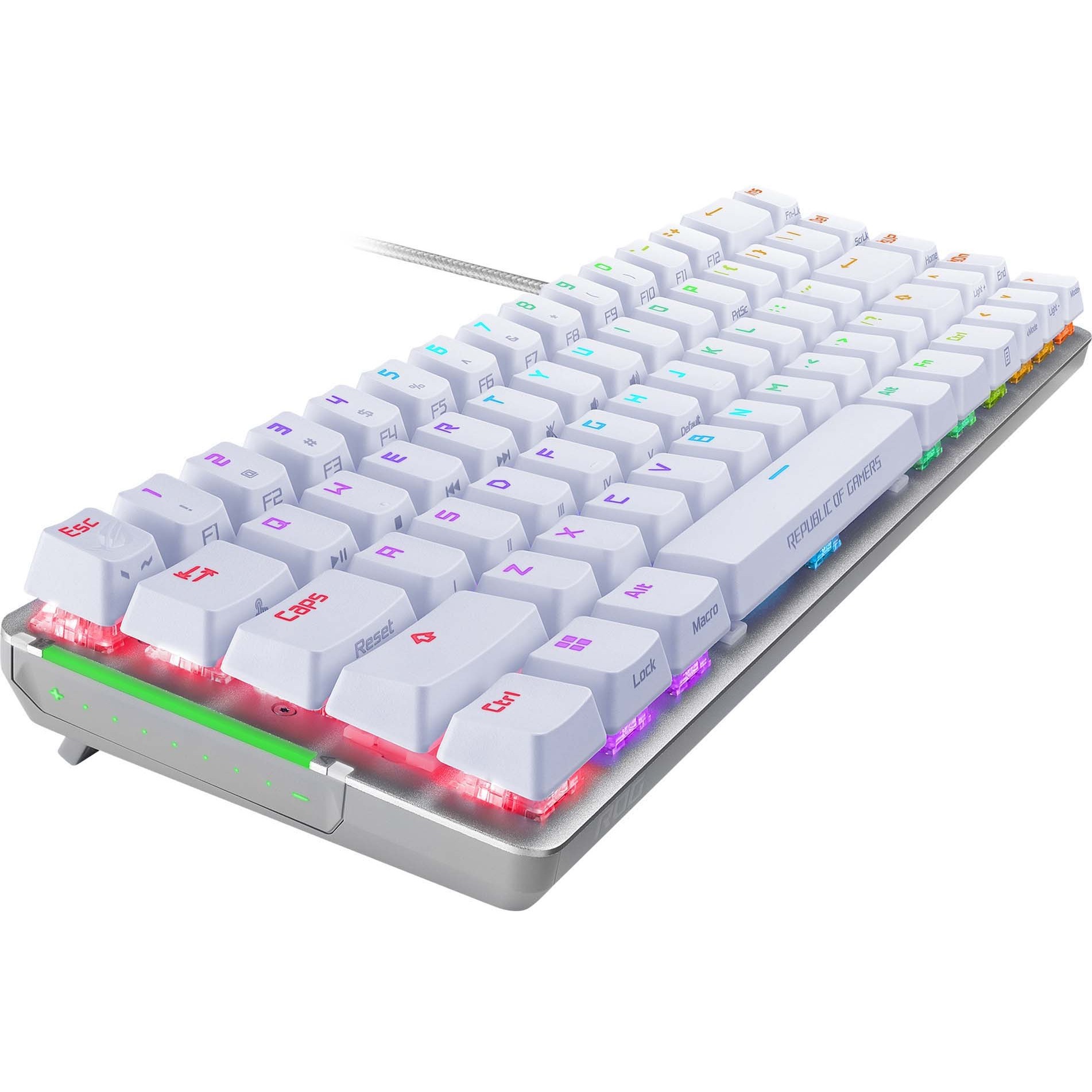 ASUS ROG Falchion Ace NXRD WHT 65% wired RGB mechanical gaming keyboard with white finish — right view