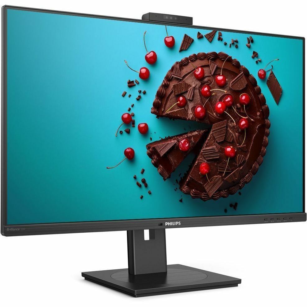 Philips 329P1H 32-inch 4K UHD USB-C docking monitor with webcam and height-adjustable stand — right view