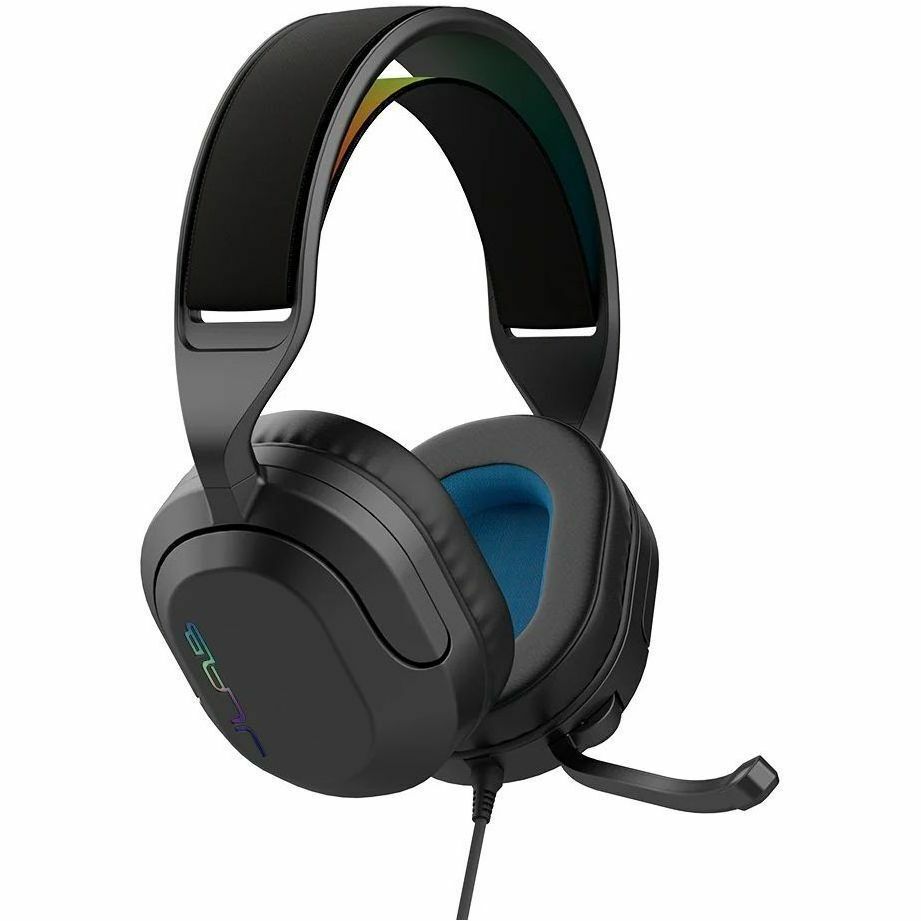 JLab Audio NIGHTFALL over-ear wired gaming headset in black with boom microphone — right view