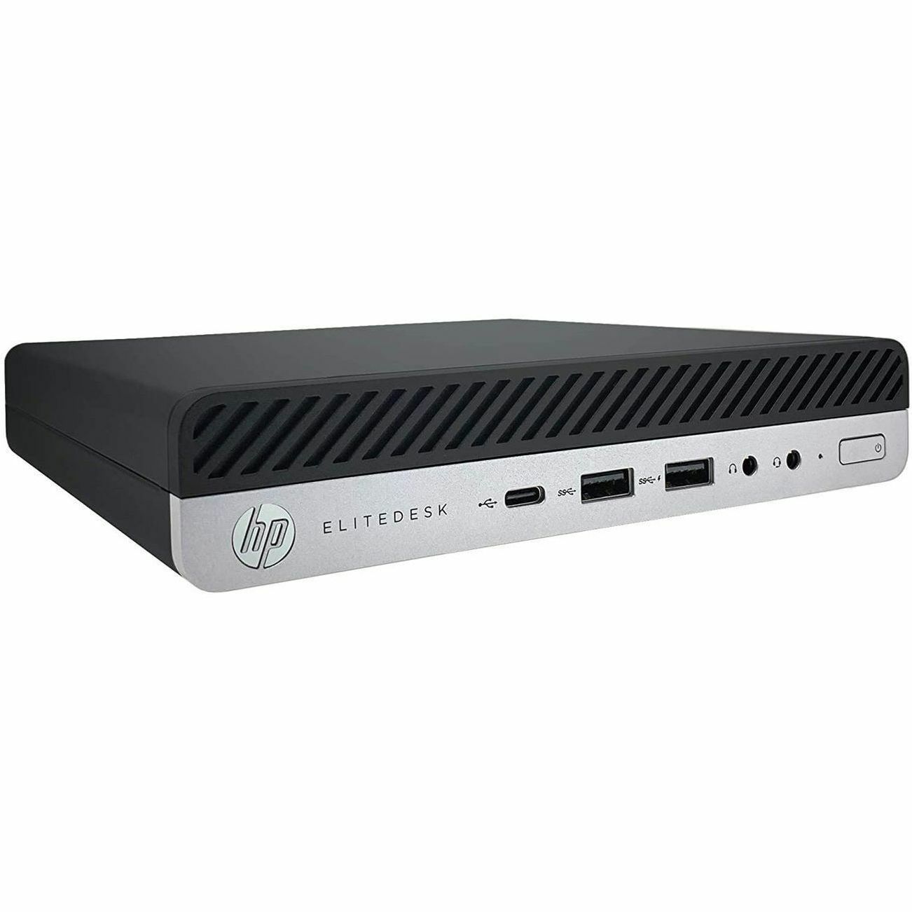 Refurbished HP 800 G5 Mini business desktop with Intel Core i5-8500T, 16 GB RAM, and 500 GB NVMe SSD — right view
