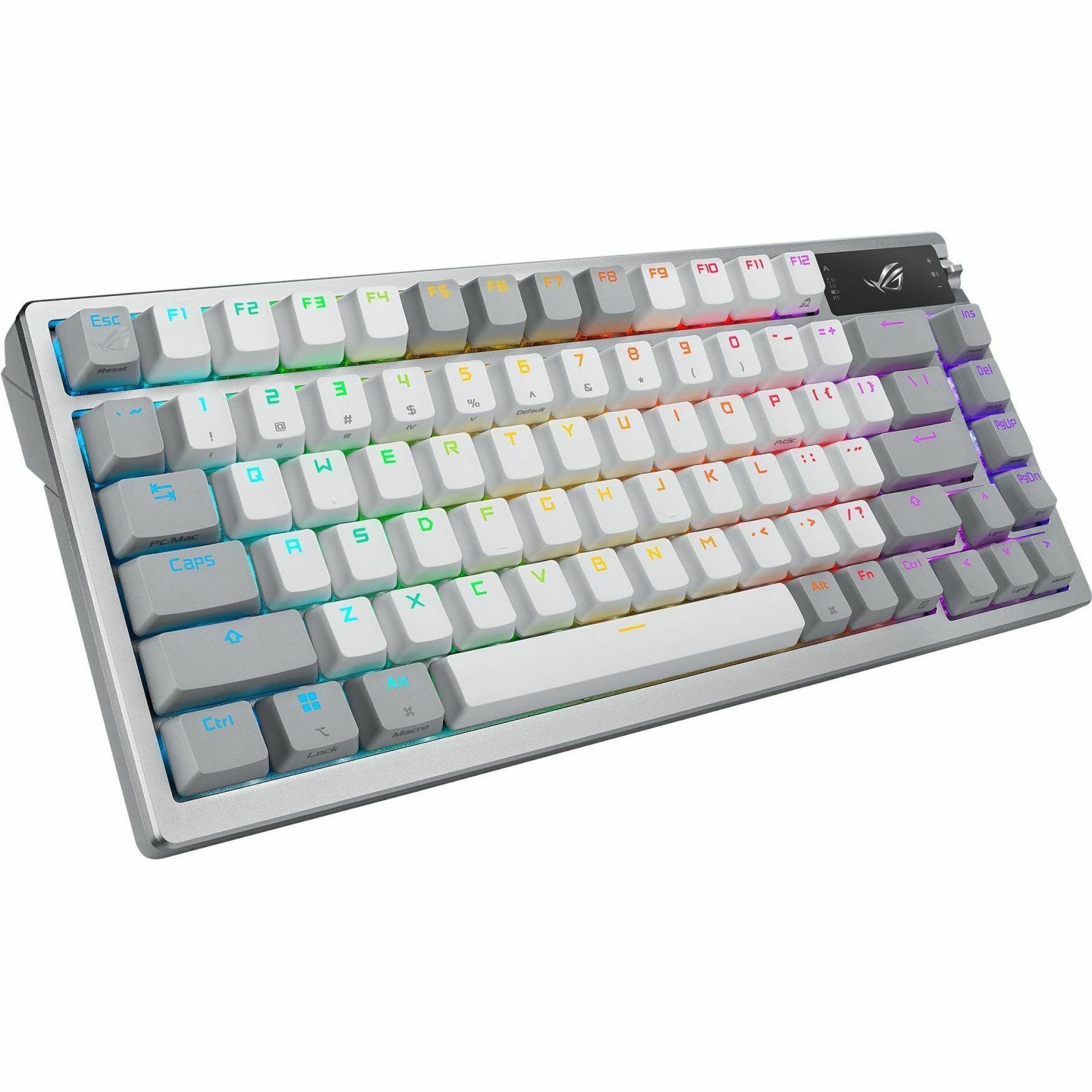 ASUS ROG Azoth wireless DIY custom gaming keyboard with OLED display and compact 75% layout — right view