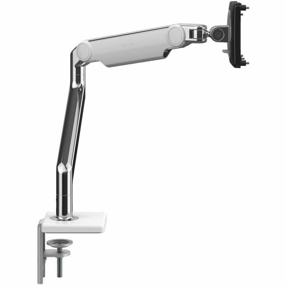 Humanscale M2.1 monitor arm with white trim and angled dynamic links — right view