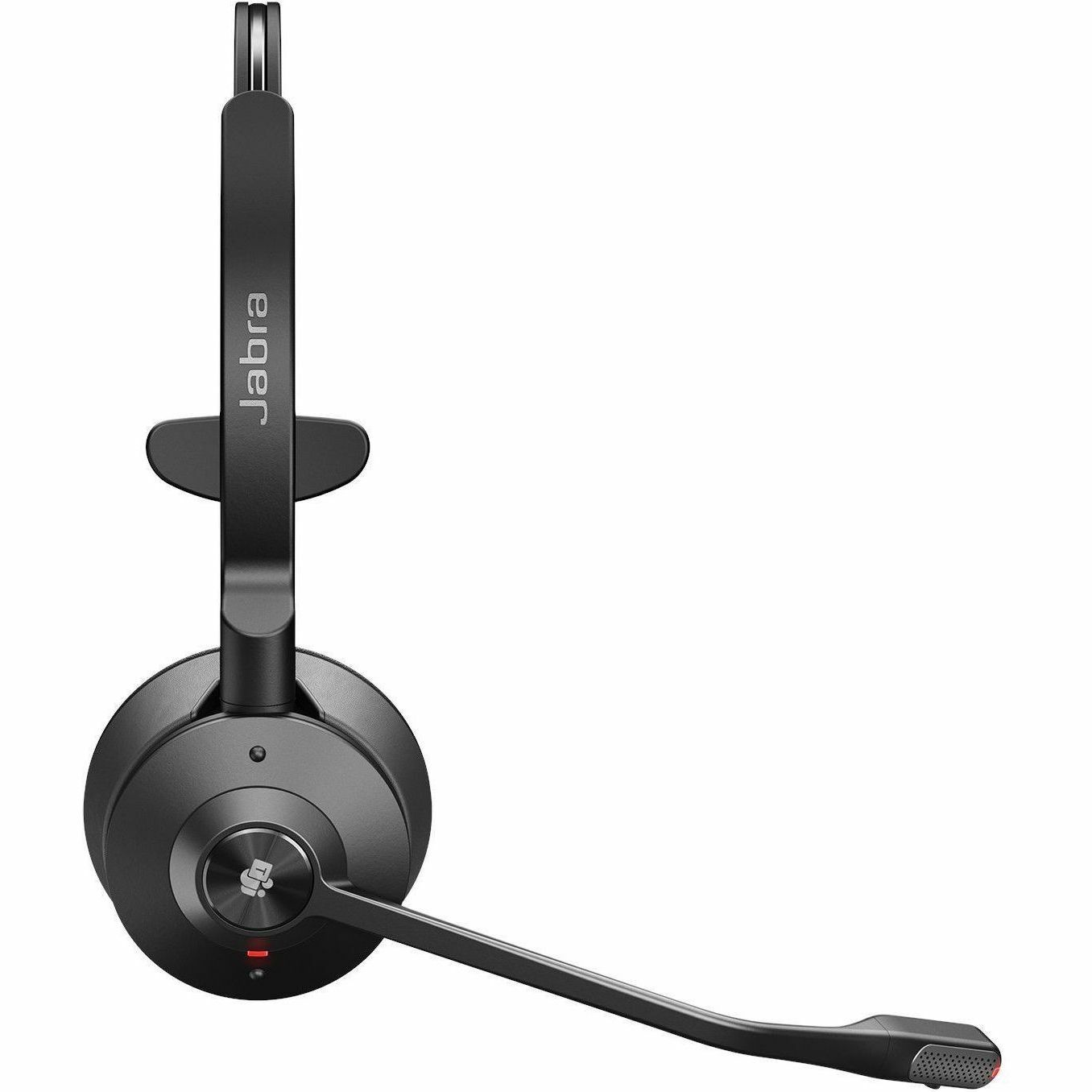 Jabra Engage 55 mono wireless headset with USB-A connector and boom microphone in black — right view