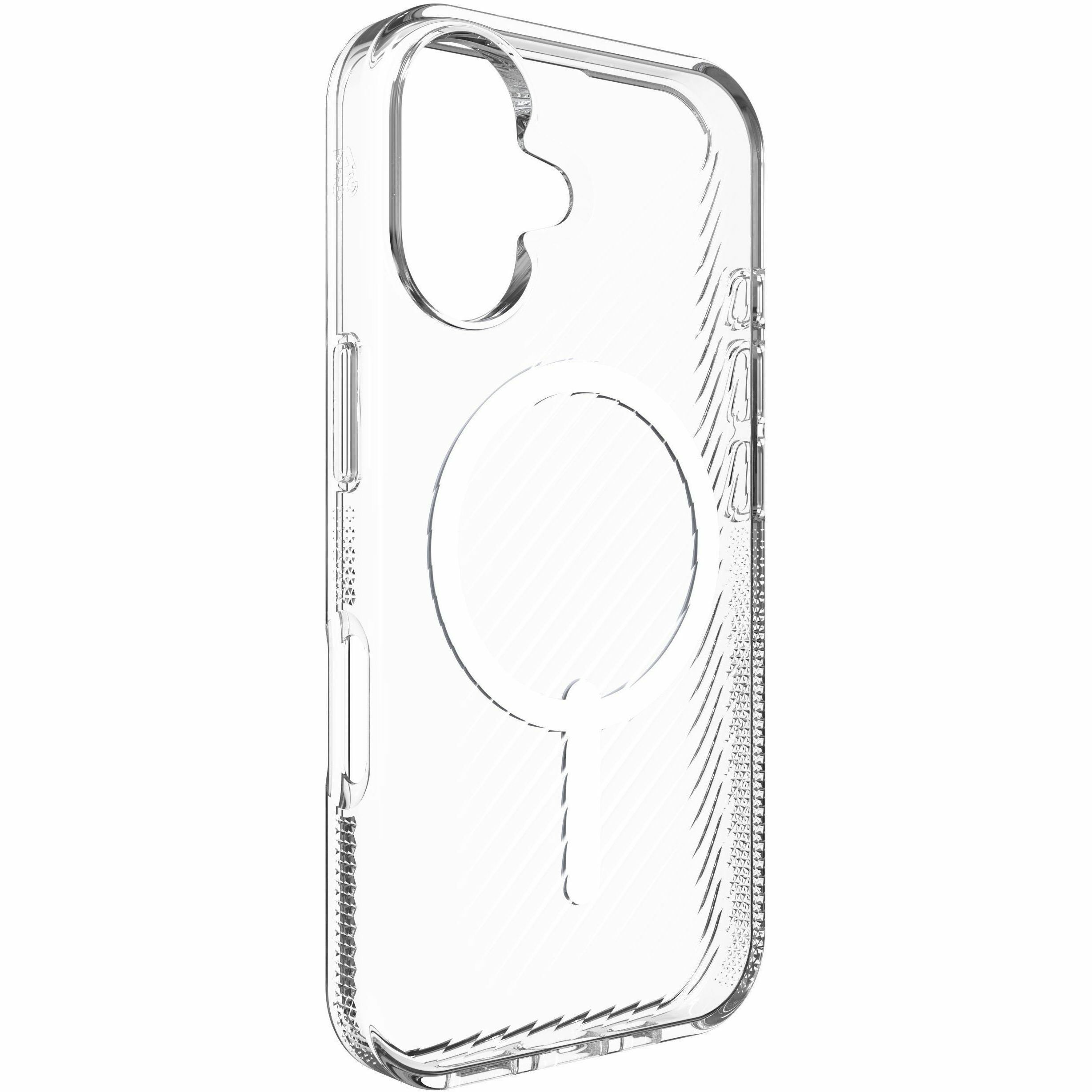 ZAGG Luxe Snap Case for iPhone 16 in clear finish, slim snap-on protective phone case — right view